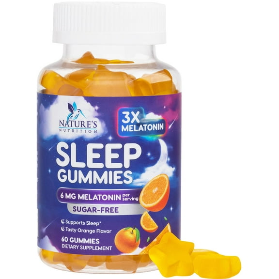 Melatonin Sleep Gummies Sugar Free - 6 mg Melatonin Sleep Gummies for Adults, Extra Strength Sleeping Gummy Supplements, Occasional Sleeping Support Supplement, 6mg Gomitas para Dormir - 60 Count
