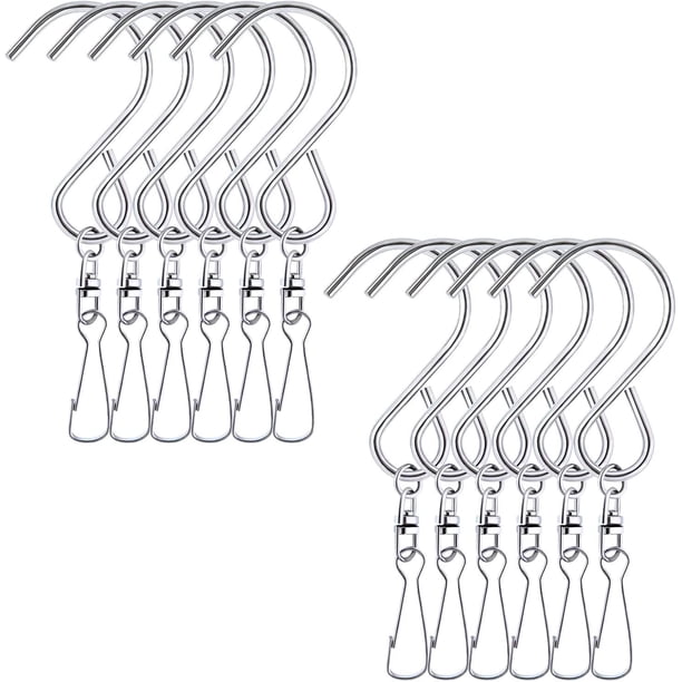 Paquete de 12 ganchos colgantes giratorios para campanas de cristal, mangas de viento y cualquier cometa, macetas, comederos de pájaros, suministros para fiestas (plata) oso de fresa Electrónica