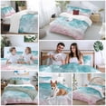 thumbnail image 5 of 3 Piece Turquoise Pink Coastal Duvet Cover Set Full Size, Microfiber Comforter/Quilt Cover with Corner Ties and 2 Pillowcases, Summer Beach Nautical All Season Soft Bedding with Zipper Closure, 5 of 8