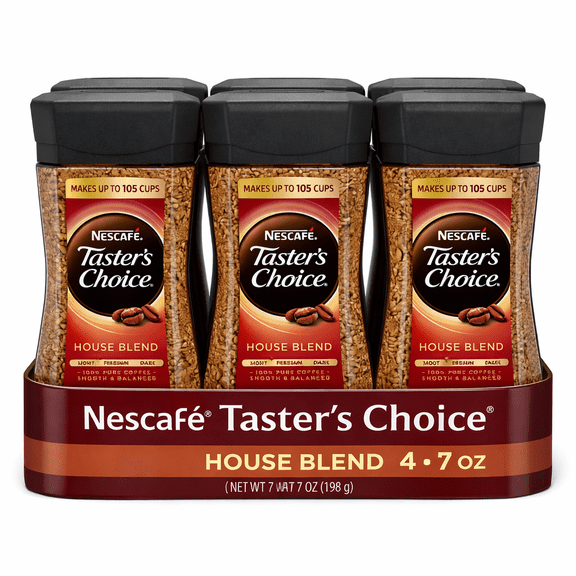 NESCAFÉ Taster's Choice House Blend Instant Coffee 7 oz Jar Smooth Balanced Flavor 4 Pack