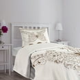 thumbnail image 5 of Ambesonne Butterfly Quilted Bedspread Set 2 Pcs, Abstract Retro Spring, Twin Size, White Brown and Grey, 5 of 6