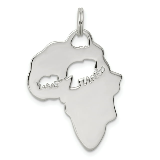 925 Sterling Silver Afrique Continent Éléphant Collier Pendentif Animal Voyage Transport