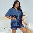 thumbnail image 6 of WTOBBY Plus Size Women's Pajama Set 3X-6X Loose Fit Cotton Top & Pants Comfy Sleepwear Home Loungewear Cozy Lounge Outfit Soft Nightwear,Navy 4XL, 6 of 6