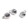 thumbnail image 2 of E424 - 10 pcs. (5 pairs) Silver Tone Earring Posts/Bases/Studs/Settings - Hammered Style - Half Round - 10mm Diameter- 13mm with Loop - Hole: 1.8mm, 2 of 2