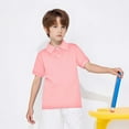 thumbnail image 6 of 2 Pack Comfy Shirts for Boys Girls Short Sleeve Collared School Uniform Tops Kids Solid Color Cotton Tshirts (6 Years, Pink), 6 of 7