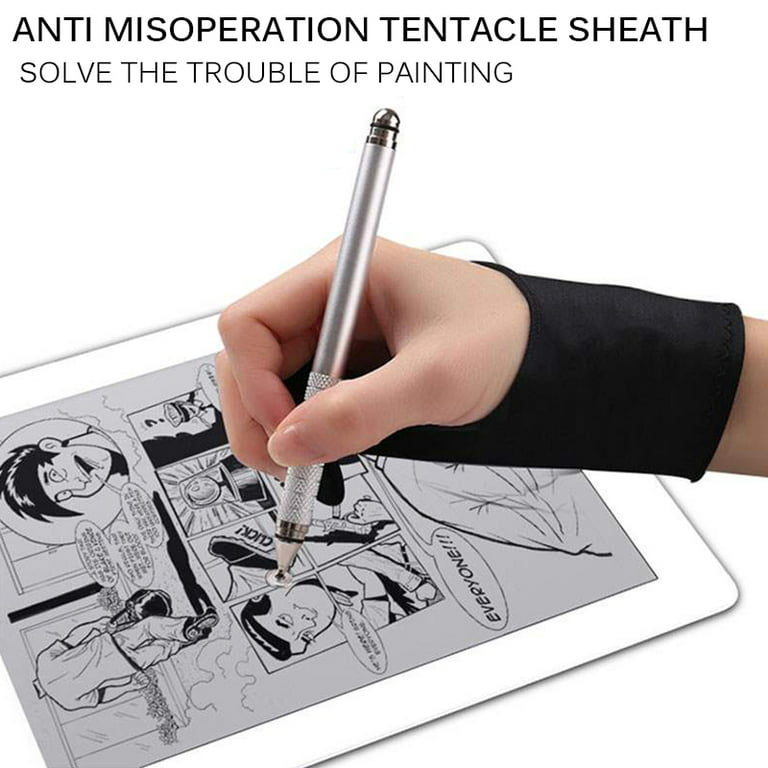 Bestgle Artist Anti-fouling Drawing Glove 2-Fingers Graphic Drawing Glove Left & Right Hand Use for Light Box Graphic Tablet Pen Display iPad Pro