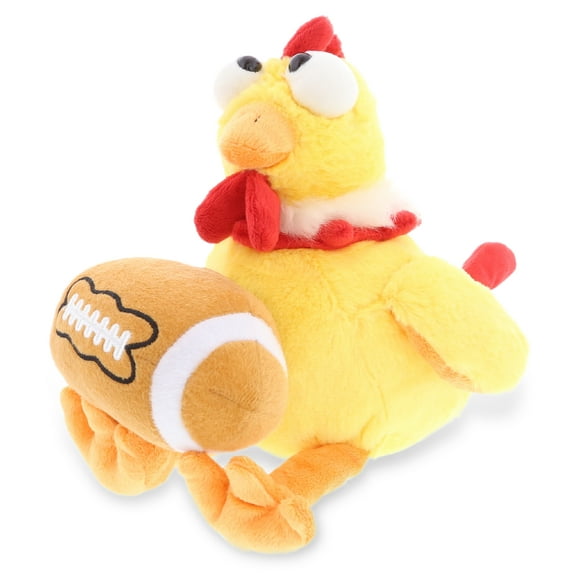 DolliBu Yellow Rooster Stuffed Animal with Football Plush - Soft Huggable Rooster, Adorable Playtime Plush Toy, Cute Farm Animal Gift, Football Plush Animal Toy for Kids, Adults - 10.5 Inch