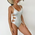 thumbnail image 5 of Women's Deep V Neck Swimsuits Sliver Swimwear Mesh Bathing Suit, 5 of 8