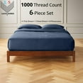 thumbnail image 2 of 6-PC Twin XL Organic 1000-TC Cotton Sheet Set - 10" Deep Pockets with 4 Pillowcases - Mediterranean Blue, 2 of 7