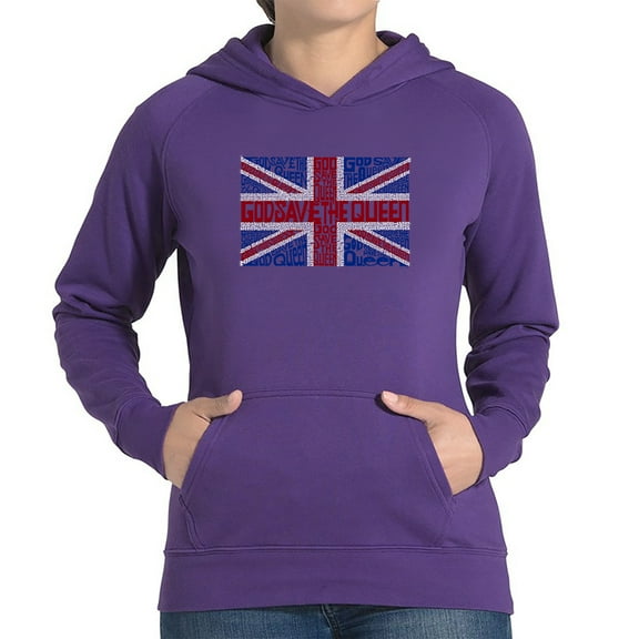 LA Pop Art Women's Word Art Hooded Sweatshirt -God Save The Queen