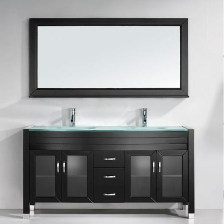 Brayden Studio Frausto 63 Double Bathroom Vanity Set With Clear Brayden Studio Frausto 63 Double Bathroom Vanity Set With Clear Top And Mirror