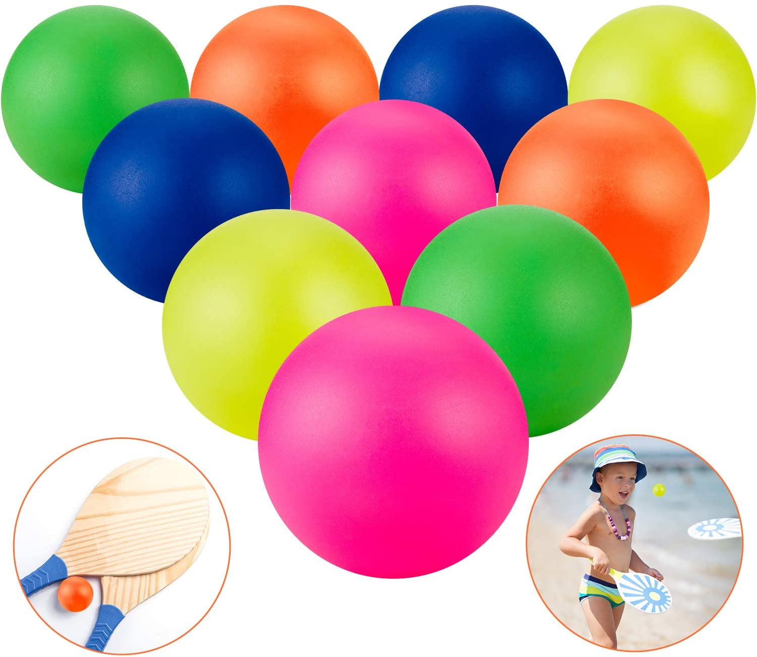 10 Pieces Replacement Beach Balls Paddle Replacement Balls Extra Balls