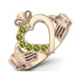thumbnail image 2 of Irish Claddagh 2mm Round Peridot 925 Sterling Silver Rose Vermeil Heart Valentines Day Gifts Ring, 2 of 3