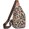 thumbnail image 3 of Leopard Print Chest Bag for Women Letter Print Crossbody Sling Backpack with Wide Strap Multipurpose Fanny Daypack (white), 3 of 17