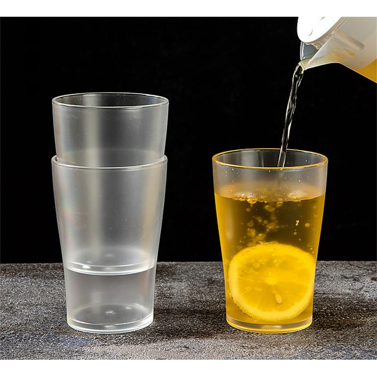 9 oz Clear Plastic Cup,Beixkou 4 Pack Frosted Plastic Cups,Acrylic  Stackable Water Tumblers,Reusable Drinking Cups,Plastic Tumbler  Cups,Shatterproof ...