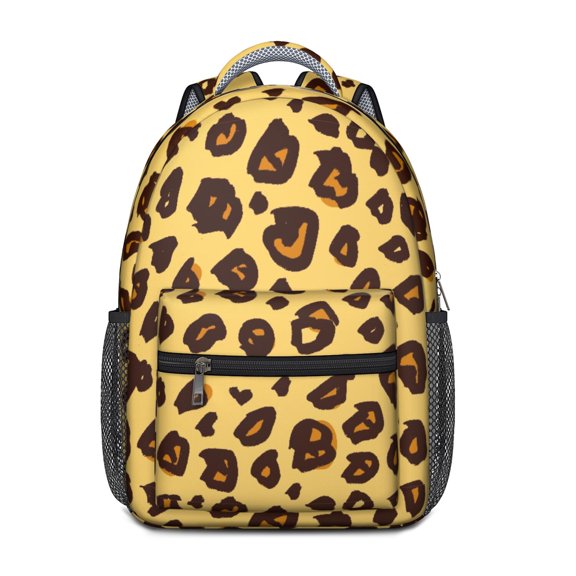 Leopard Print Backpack for School,Cute School Bag,Schoolbag with Adjustable Shoulder Straps & Padded Back,15.3"x11"x6.7"