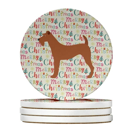 

Irish Terrier Merry Christmas Large Sandstone Coasters Pack of 4 4 in x 4 in