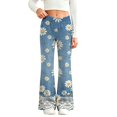 thumbnail image 3 of MuXiKeJi Clothes Wide Leg Jeans Girls Baggy Cute Print Elastic Waist Wide Leg Flared Denim Pants Regular Fit Long Casual Bottoms Girls Jeans, 3 of 8