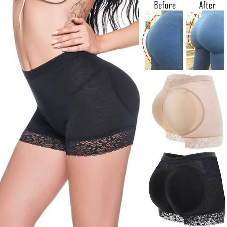 Hip Enhancer Butt Lifted Underwear Seamless Padded Briefs Shapewear Pantie  Body Shorts for Women Ladies, Black, 2XL