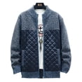 thumbnail image 1 of Innerwin Sweater Jacket Color Block Men Outwear Party Long Sleeve Casual Coat Blue M, 1 of 3