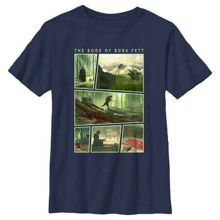 Boy s Star Wars: The Book of Boba Fett Grogu Force Training With Luke Skywalker Graphic Tee Navy Blue X Small