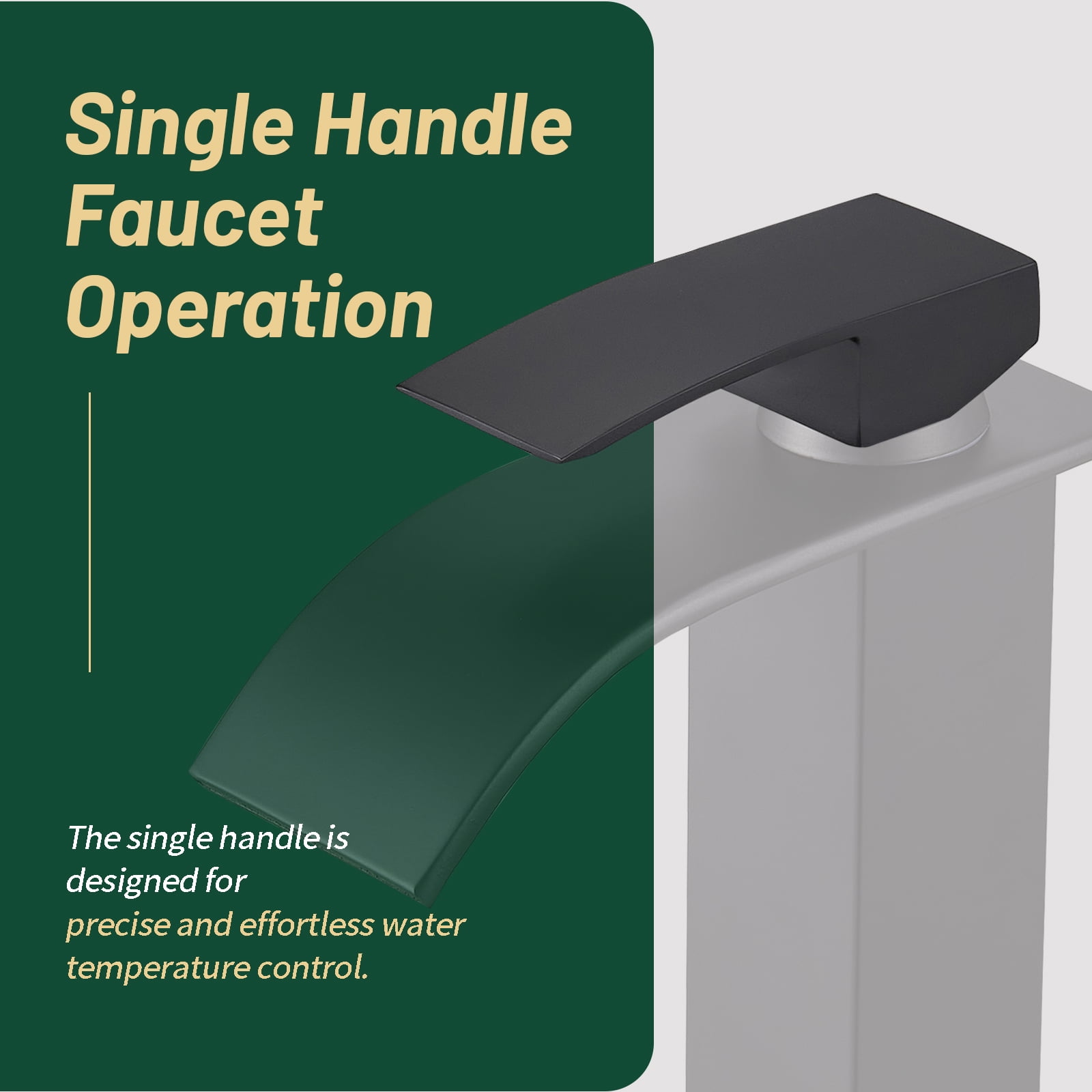 Cobbe Single Handle Single Hole Matte Black Waterfall Bathroom Sink Faucet with Deck Plate and Pop-Up Drain Assembly