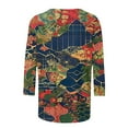 thumbnail image 5 of CYMMPU Blouses for Women Dressy Casual Round Neck 3/4 Sleeve Flower Printed Loose Fit Summer Trendy Shirts Tunic Tops Spring Tops Lightweight Basic Tees Multicolor XXXXXL, 5 of 5