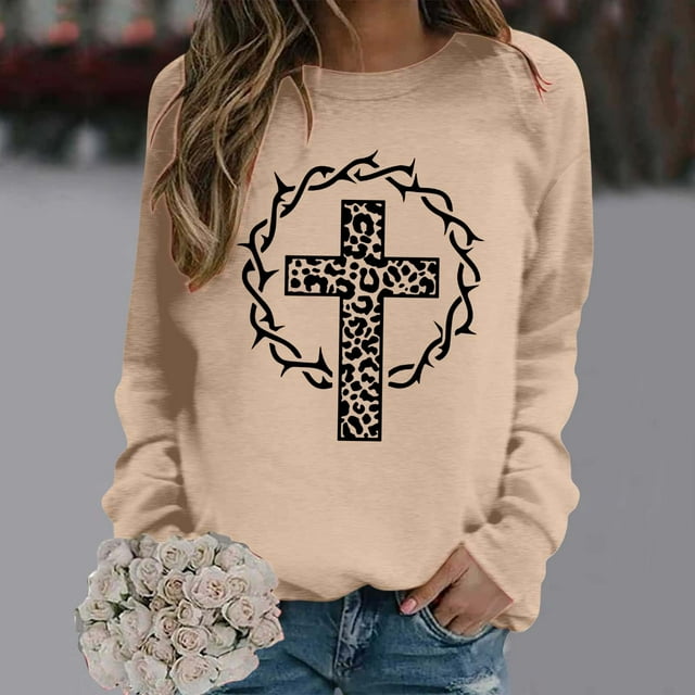 Chandail Sans Capuche pour Femme à Manches Longues, Col Ras du Cou, Chandail Décontracté, Hauts Doux et Confortables, Coupe Ample, Mode Hivernale, Lettrage Graphique, Mode Urbaine