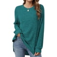 thumbnail image 1 of Blusa Informal con Cuello Redondo y Ligera para Mujer, Color Azul Pavo Real, Talla L, 1 of 8