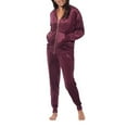 thumbnail image 3 of Felina Women's 2 Piece Velour Track Suit, Hoodie and Jogger Lounge Set (X-Large/Fig (Purple)), 3 of 8