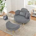 thumbnail image 3 of 43" W Large Accent Chairs with Storage Ottoman, Modern Upholstered Living Room Armchair with 3 Pillows, Comfy Lounge Barrel Chair for Bedroom/Living Room, Corduroy (Gray), 3 of 7