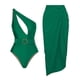thumbnail image 3 of Traje de baño de una pieza de alta gama de color sólido hueco con un solo hombro para mujer, 3 of 6