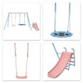 thumbnail image 3 of 3 in 1 Metal Swing Set Outdoor , SHINPT Toddler Swing Set for Backyard, Tall Swing Set with Slide, Saucer Swing Seat, Belt Swings Seat, Heavy Duty Swing Set for kids, Kids Playset Outdoor, 3 of 8