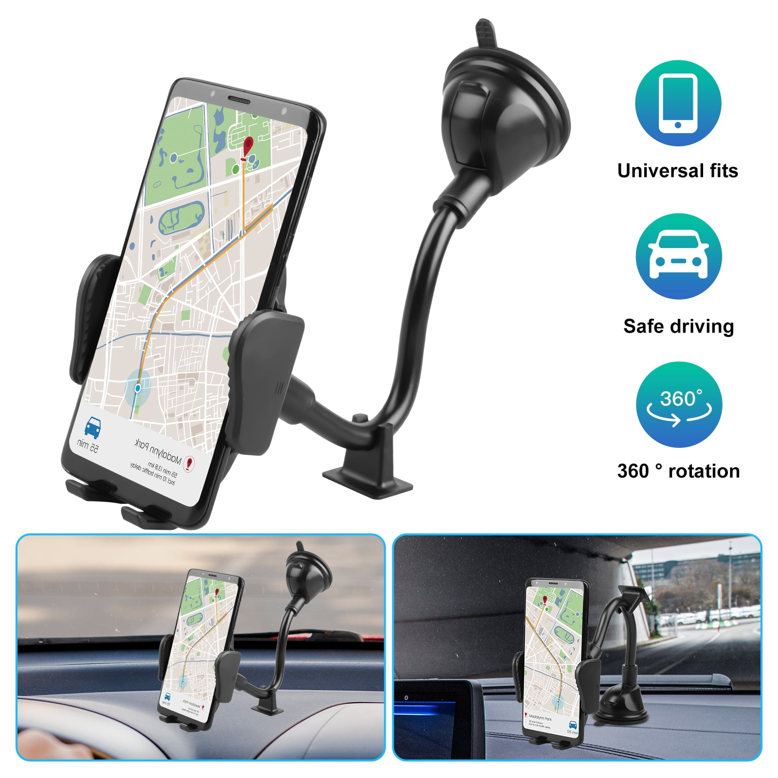360° car windshield mount holder for 7-11" iPad Mini/2/3/4/Air iPhone tablet RI 