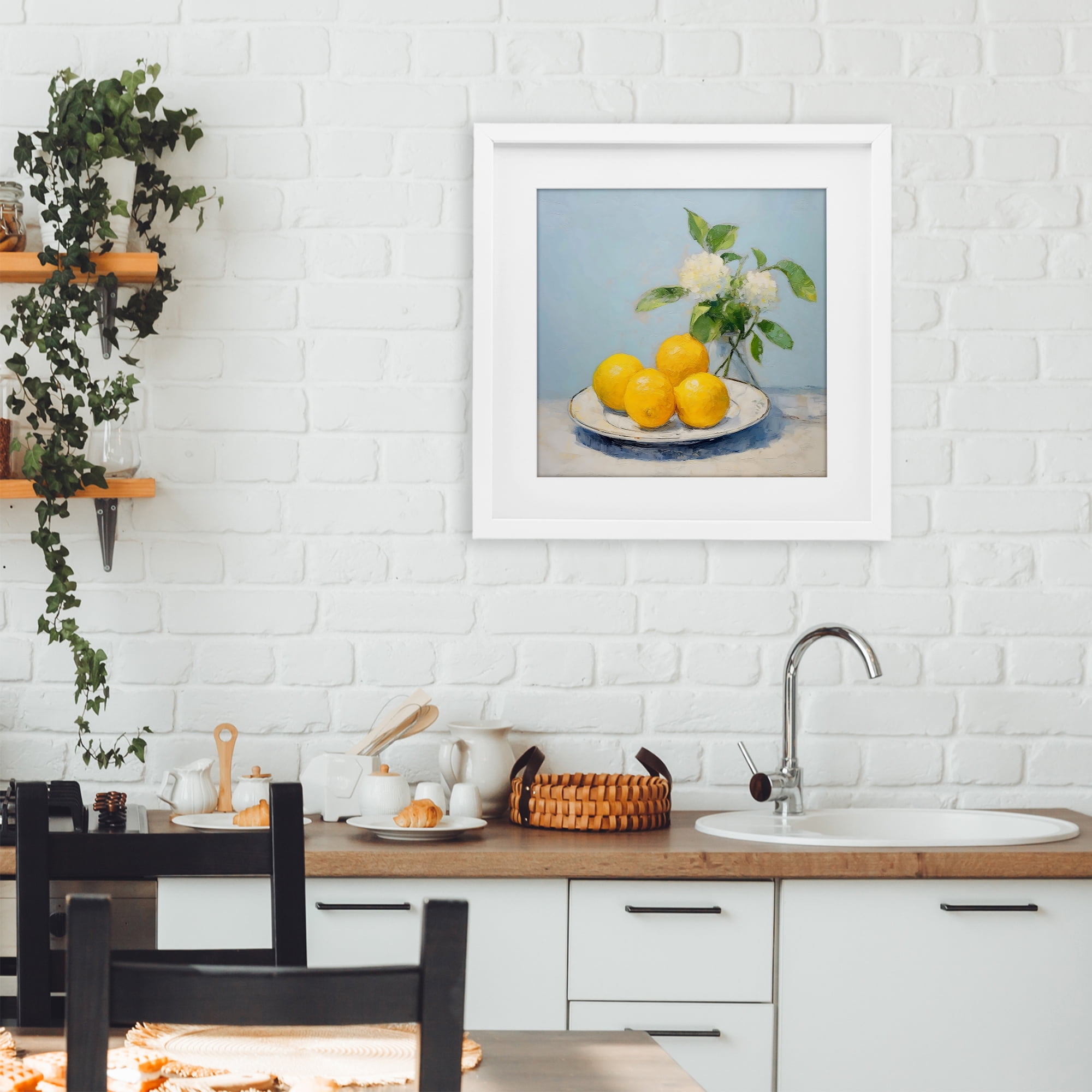 Stupell Industries Vase of Flowers and Lemons White Framed Print Under Glass, design by Creative Studio