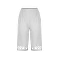thumbnail image 5 of Stamzod Womens Capris 2026 Summer Cotton And Linen Vacation Beach Cropped Pants with Pocket Hollow Out Casual Capris Pants for Women White XXL, 5 of 6