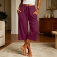 thumbnail image 3 of Bloomae Women's Capri Pants Lightweight Casual Wide Leg Yoga Capris Pants Loose Comfy Elastic High Waist Drawstring Cropped Lounge Sweatpants with Pockets, 3 of 10