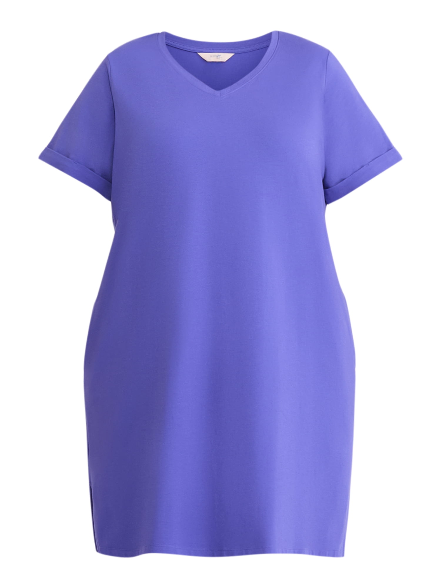 Terra & Sky Women’s Plus Size V-Neck T-Shirt Dress, Sizes 0X-5X