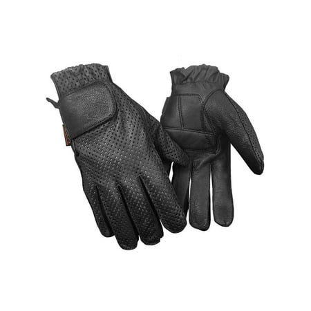 Redline Men's Gel Padded Full-Finger Motorcycle Leather Gloves, Black (Best Leather Motorcycle Gloves)
