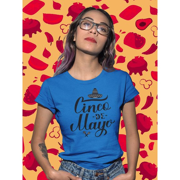 Cinco De Mayo Monochrome Shaped T-Shirt Women -Image by Shutterstock, Female Small