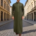 thumbnail image 2 of CONZONE Mens Arabic Robe Long Sleeve Traditional Attire Thobe for Men Trendy Casual Graphic Stand Collar Soft Lightweight Tops, 2 of 7
