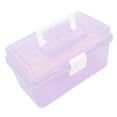 thumbnail image 1 of Caja de almacenamiento de herramientas de hardware de doble capa con mango de plástico clara y morada, 1 of 1