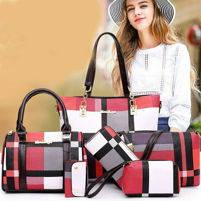 Baohd Stylish Handbag Tote Purse Wallet Key Case Set Made With PU Scratch Resistant Ladies Purse Set Handbag Set Gifts black