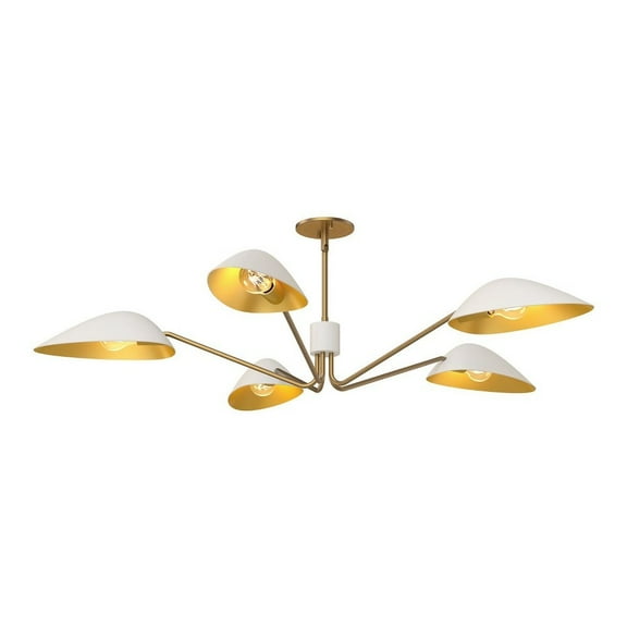 Alora Lighting Pd550545 Oscar 5 Light 46" Wide Chandelier - White / Aged Gold