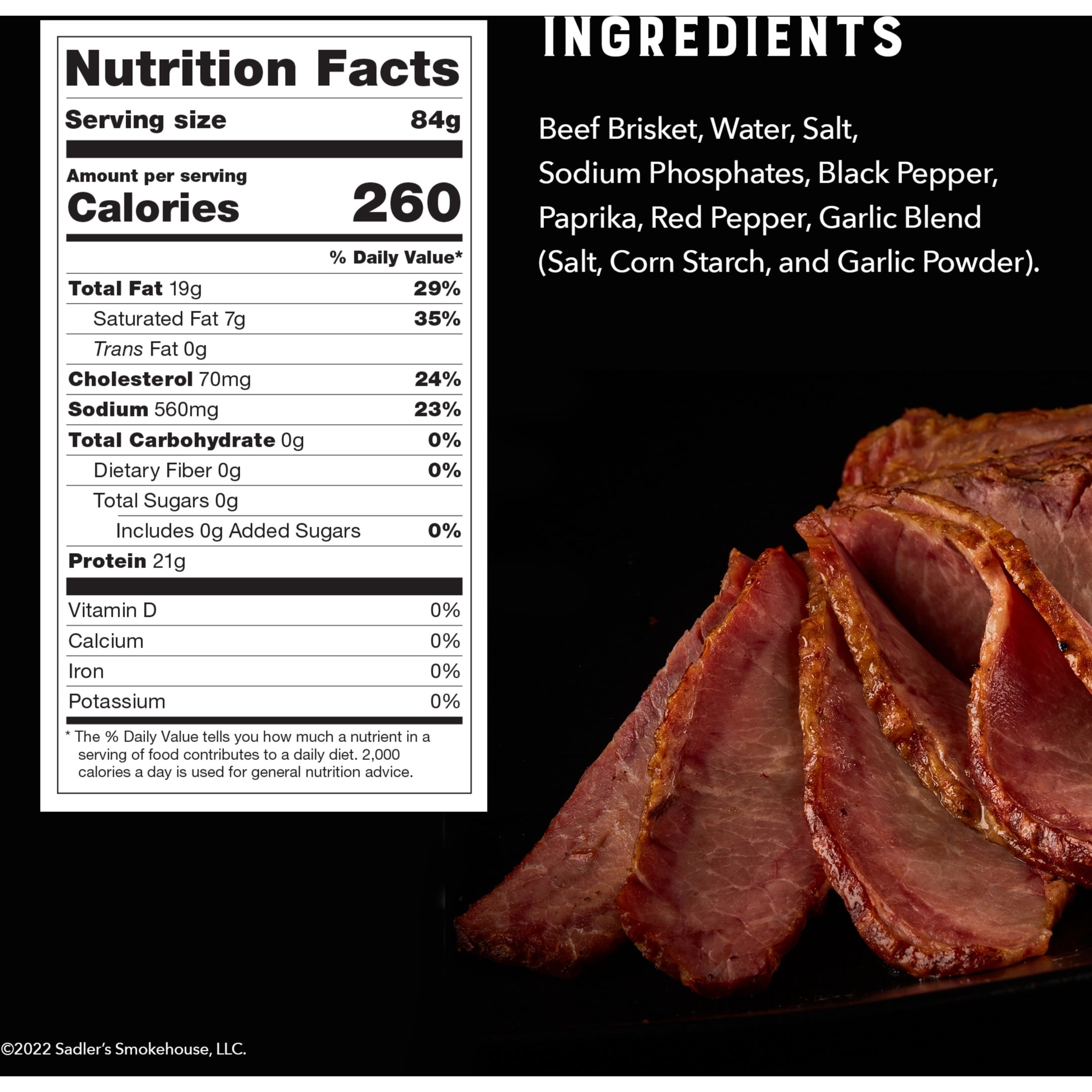 SADLER'S SMOKEHOUSE Seasoned TENDERSPLIT Sliced Beef Brisket, Refrigerated, 3-6 lbs Plastic Package