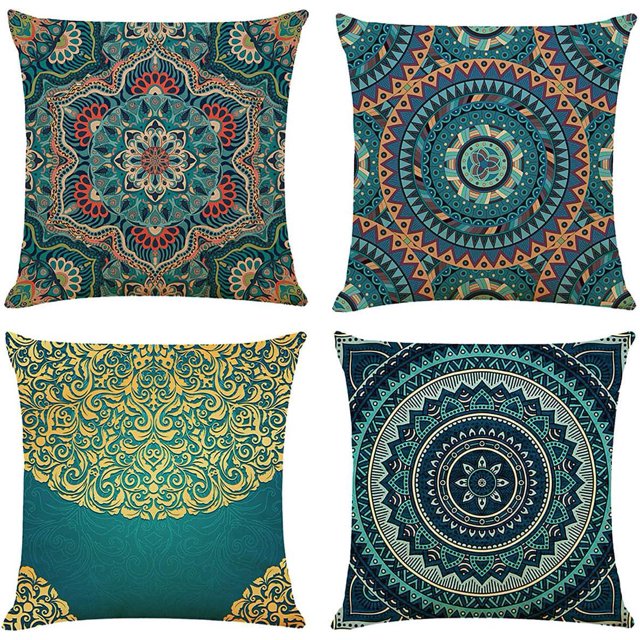 Set of 4 Decorative Pillowcases, Cushion Cover, Double-sided Printing, Datura Flowers, Short Plush, for Sofa, Patio Chair, Home, Car 18x18/45x45cm (Random Color)