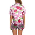 thumbnail image 1 of toraway Loungewear Set Woman 2 Piece Pajama Love Pattern Printed Short Sleeved Button down Shirt and Shorts Pajama Set M, 1 of 3