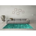 thumbnail image 3 of Ahgly Company Machine Washable Indoor Rectangle Oriental Turquoise Blue Industrial Area Rugs, 7' x 10', 3 of 4