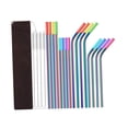 thumbnail image 3 of 16 Uds pajitas reutilizables, pajitas de Metal para beber, pajitas reutilizables de acero inoxidable de viaje largo para cócteles, tienda de batidos, color, 3 of 8