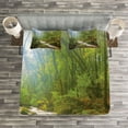 thumbnail image 3 of Ambesonne Green Quilted Bedspread Set 3 Pcs, Forest at Golitha Falls, King Size, Green Brown, 3 of 3